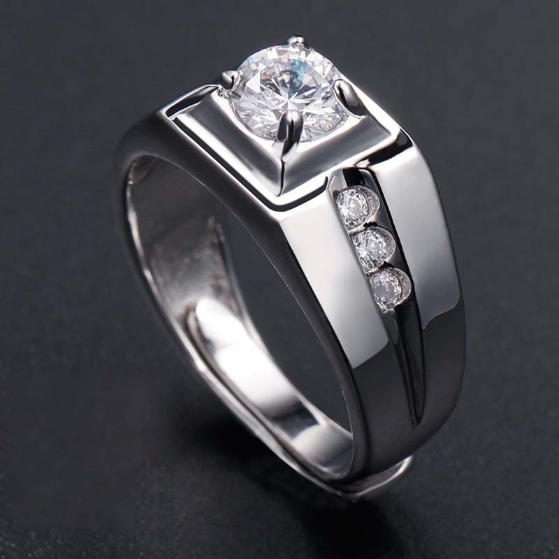 Fdlk Mannen Simple Mode Vierkante Inlay White Crystal Engagement Bruiloft Sieraden Maat 6 - 15
