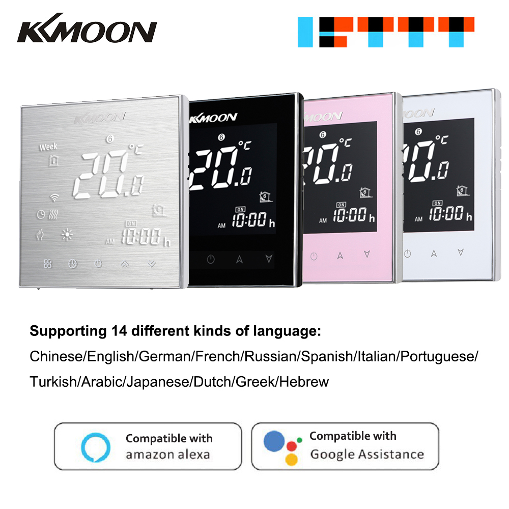 Kkmoon digital gulvvarme termostat til elvarmesystem gulvluftsensor wifi hjem stuetemperatur controller