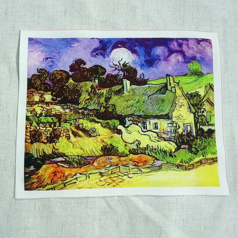 Peinture à l'huile paysage Rural | Toile de coton 20x25cm pour la couture décoration tissu de positionnement tissu imprimé 1 pièce: FA190166-4