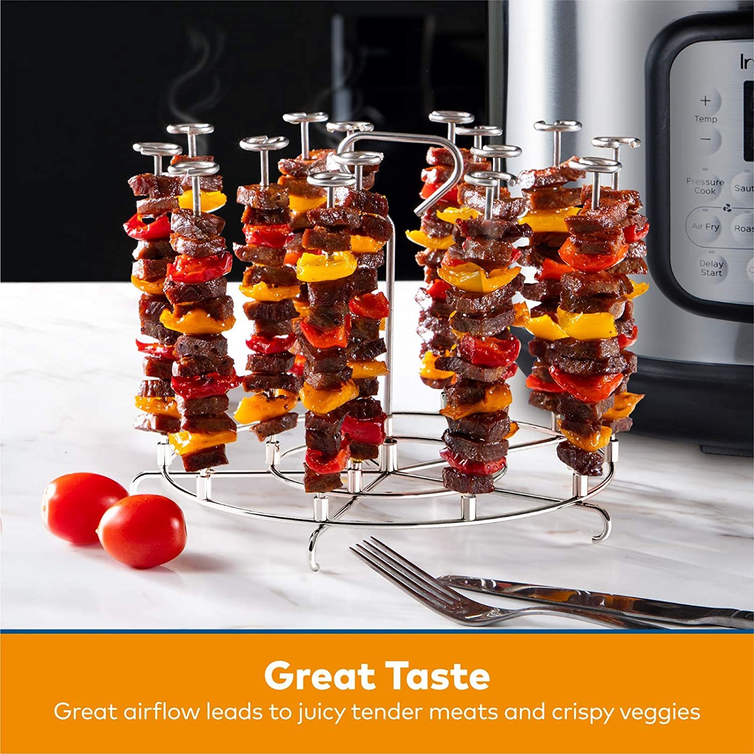 Soporte para brocheta de freidora de aire Compatible con 6 quart Air Fryer Instant Pot 304, juego de estante para brocheta de acero inoxidable, accesorios para parrilla de barbacoa
