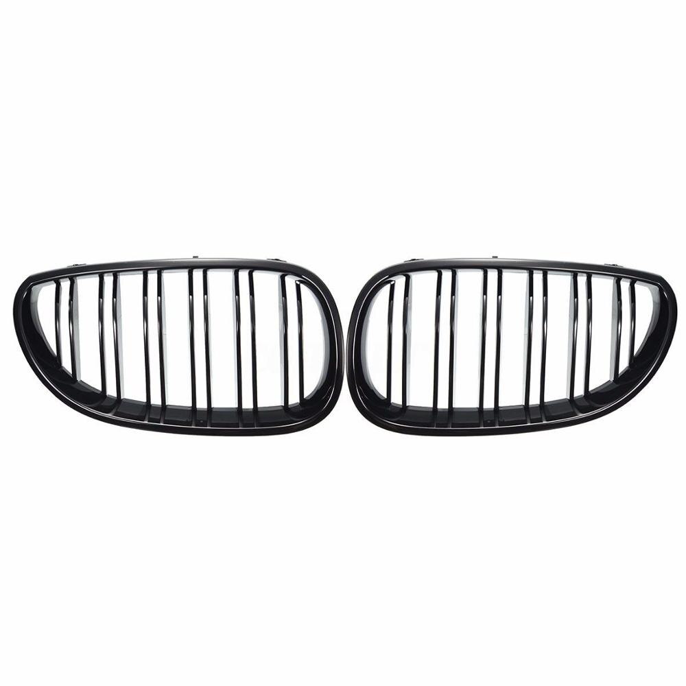 2 Stuks Voor Roosters Nier Grill Heldere Zwarte Dubbele Lijn Grille Voor Bmw E60 E61 5 Serie 2003 front Nieren