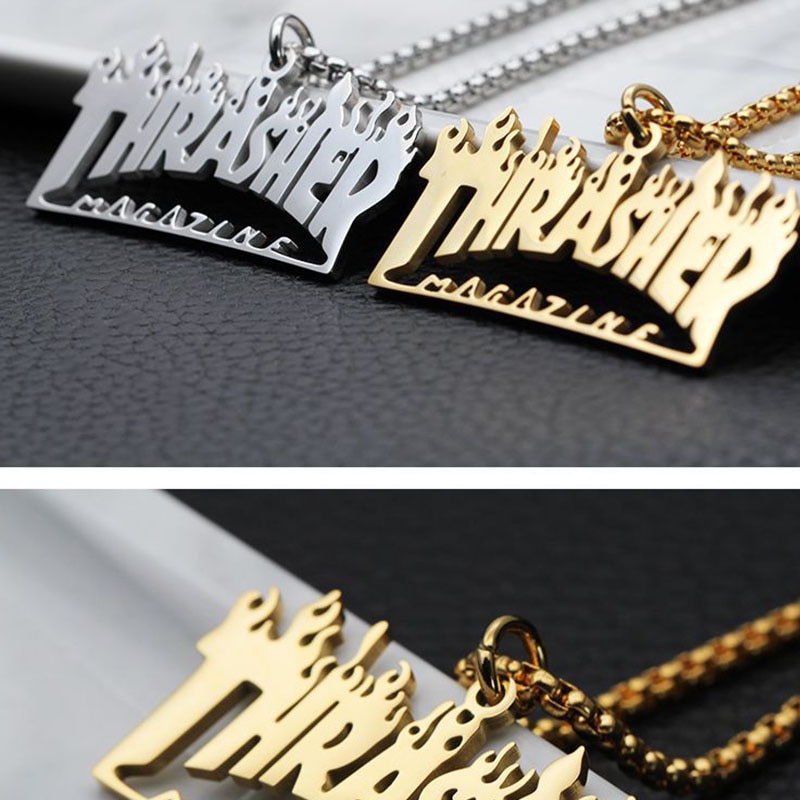 Vlam Engels Kettingen Mens Brief Hangers Rvs Voor Mannelijke Accessoires Hip Hop Grote Gouden Ketting