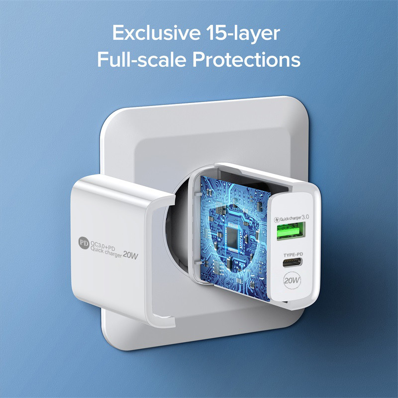 PD 20W ładowarka USB C QC + PD 2 Port LED szybka ładowarka ścienna do telefonu iPhone 13 12 Huawei Xiaomi Samsung szybka ładowarka