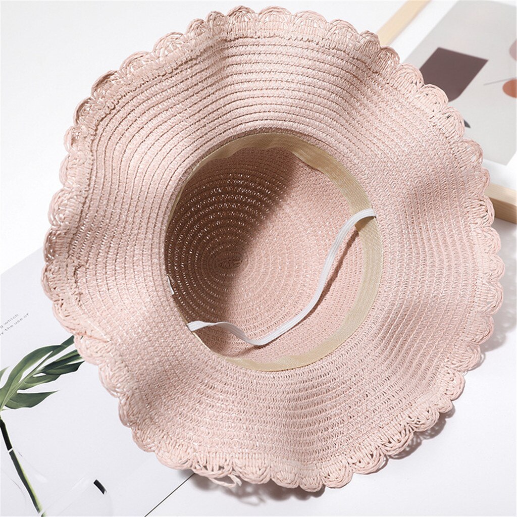 Summer Sun Hat Women Flower Straw Hat Big Wide Brim Solid Hat Sea Beach Sun Hat Floppy Hat Classic Beach Cap Flower Hat
