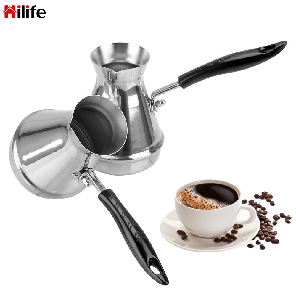 HILIFE European Long Handle Moka Pot Turkish Coffee Pot Butter Melting Pot Coffee Utensils Kitchen Tools Stainless Steel