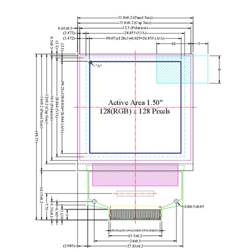 UG-2828GDEDF11 1.5 inch OLED Display Screen with 128x128 Resolution SPI Serial Port Parallel Interface SSD1351 30PIN Original