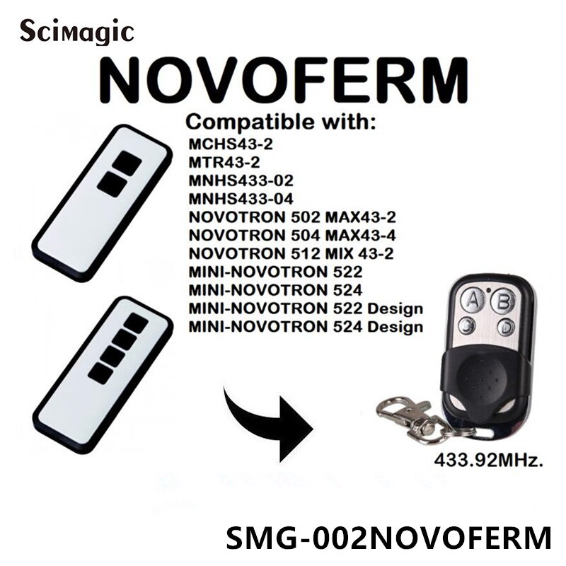 Til novoferm novotron 502 max 43-2 mini-novotron 522 mini-novotron 524 garageport fjernbetjening 433 mhz rullende kode miniåbner