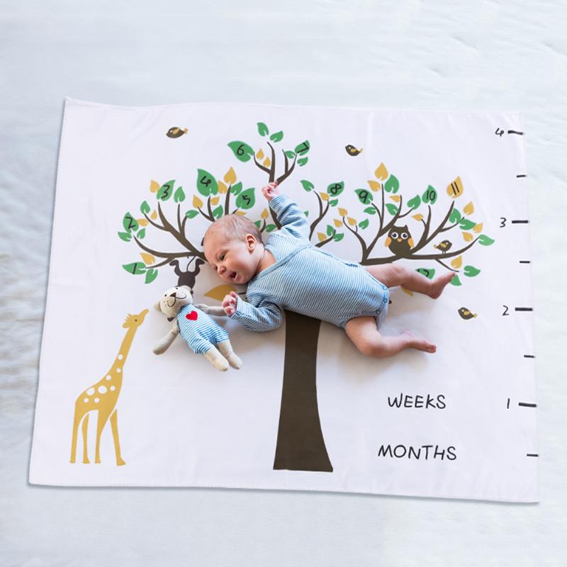 Baby Baby Milestone Deken Foto Fotografie Prop Dekens Achtergrond Doek Kalender Bebe Jongen Meisje Foto Accessoires 120X100 Cm