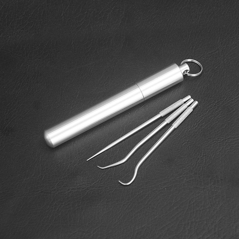 Outdoor Draagbare Titanium Tandenstoker Set Met Case Roest-Weerstand Tooth Pick Holder Gereedschap