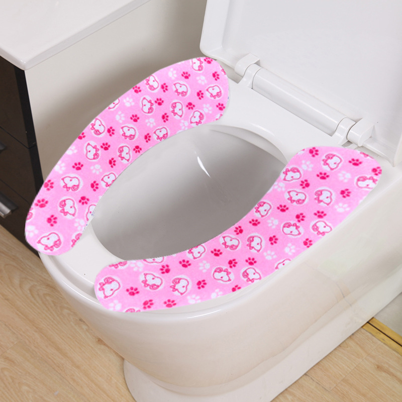 12 Models Printed Cartoon Cut-and-paste Toilet Seat Pad With Repeatable Washable Bathroom Toilet Seat: F