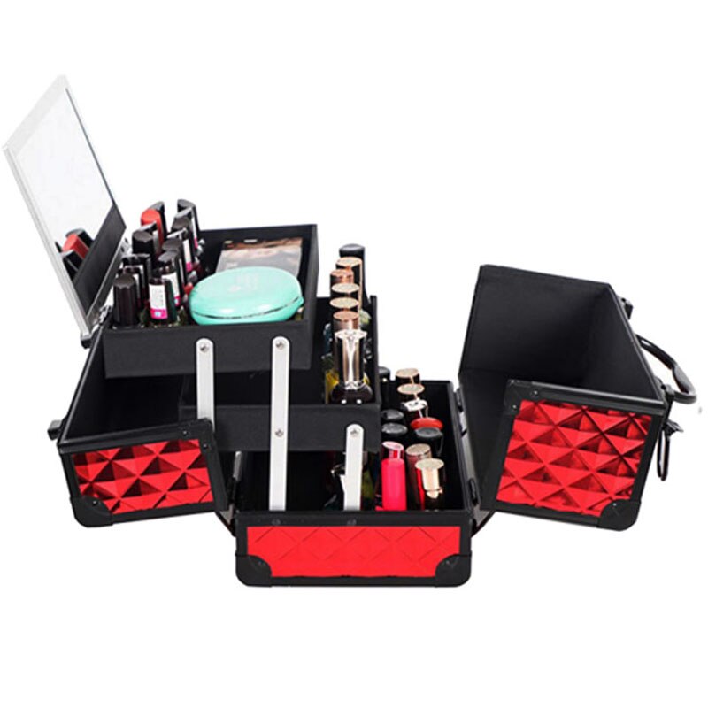 Professionelle Aluminium Legierung Make-Up Box Organizer Reise Kosmetische Fall Nagellack Schmuck Lagerung Box Schönheit Organisation