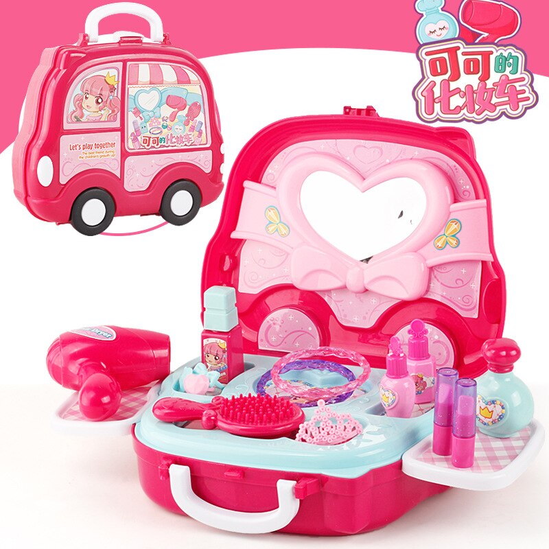 Fahrzeug Modelle Hand Arzt einstellen Kosmetik fallen Küche Spielen Haus Spielzeug Pädagogisches Geschirr Reise Eine Gepäck Mit Rolle