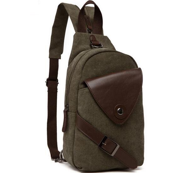 Multifunctionele Mannen Rugzak Rugzak Vintage Mode Mannen Borst Pakken Schoudertas Ontworpen Canvas Leisure Solid: Army Green