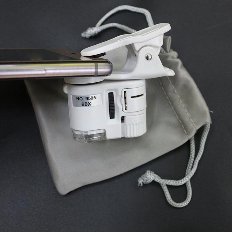 Model met mobiele telefooncamera vergrootglas telefoon universele clip 60x microscoop mini hd mobiel 9595w draagbaar  g0 j 3
