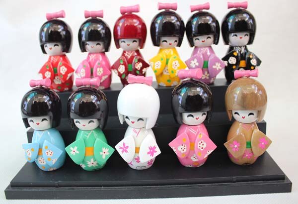 10 stk/sæt 9 cm søde orientalske japanske kokeshi -dukker i træ med kimono -figurdukke
