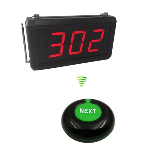 Queue Calling System with Next control button can add the number one by one and K-302 display: Black-green button / UK