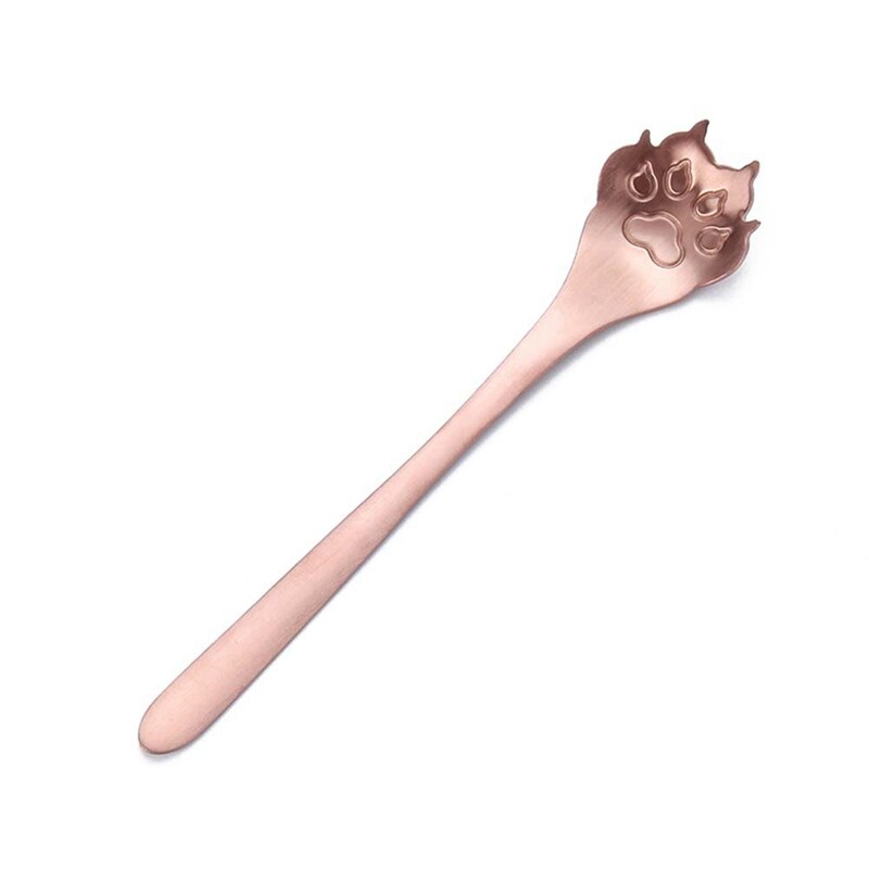 Rostfritt stål silver rosa guld hund katt tass ihålig sked omrörning sked te kaffe efterrätt skedar söta köksredskap: Rgd 1