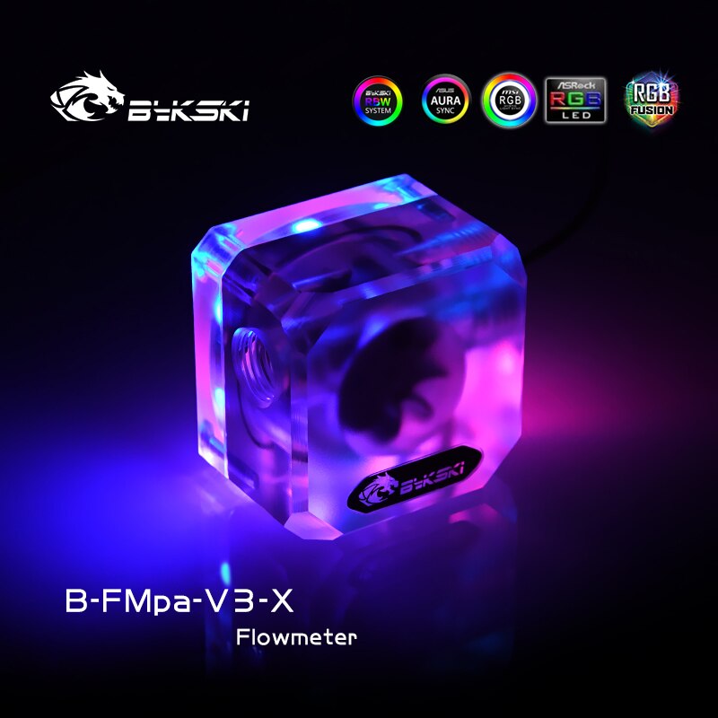 Bykski Frosted Water Flow Meter, Flowing Monitoring For Computer Water Cooling, RGB/ARGB SYNC, B-FMpa-V3-X