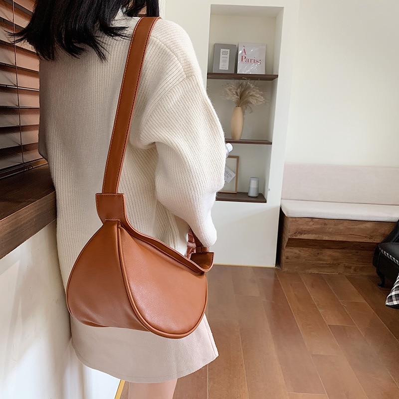 Sac à bandoulière, mini selle, sac à bandoulière, style sauvage diagonale, simple, couleur unie, bourse, style