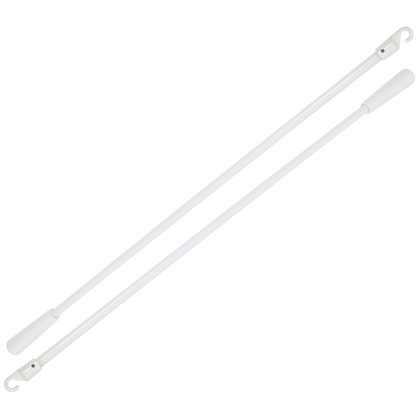 2 Stück 17-Zoll-Vertikaljalousien-Kippstangen aus weißem Fiberglas mit Haken, ausziehbare Vorhänge, Zugvorhänge, Zubehör, einfache Installation