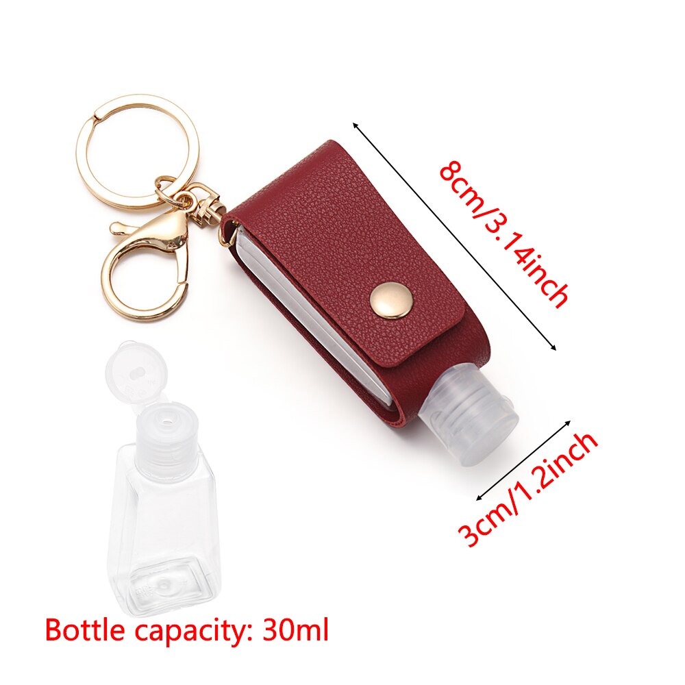 Empty Refillable Bottles Keychain Holder Reusable Lotion Squeeze Tube Soap Containers Leather Pouches Travel Accessories