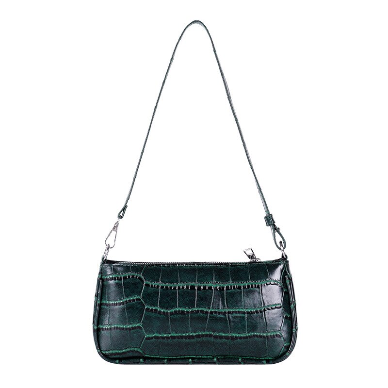 Krokodillenpatroon damestas zomer met rits effen kleur all-match schoudertas messenger shell bag: Groente