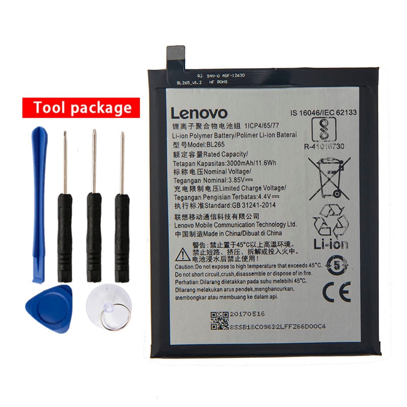 BL265 Battery - 3000mAh - Original Replacement for Lenovo M Kung-Fu XT1662 MOTO M XT1663