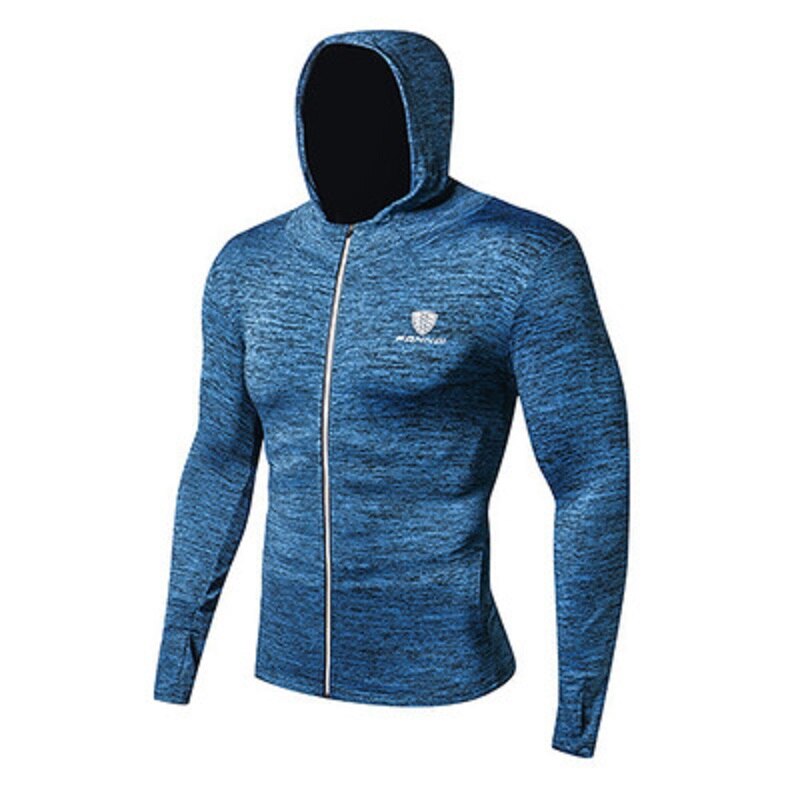 Män & #39 ;träning &amp; träning långärmade jackor sportkläder utomhuskläder sport huva: Xxxl / Marin