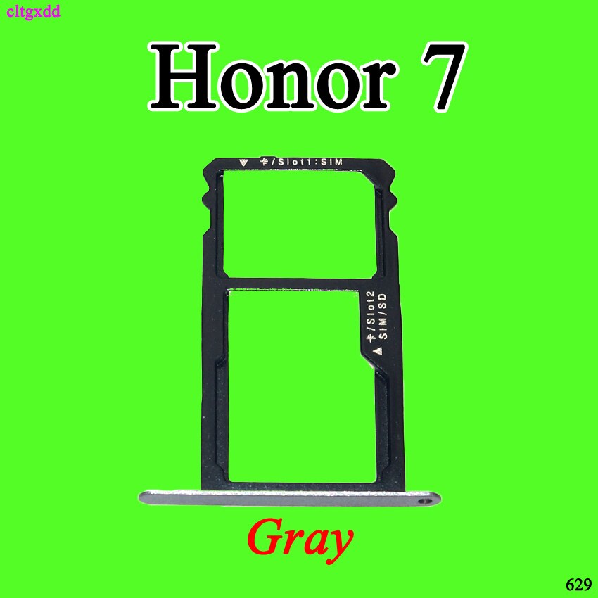 Cltgxdd sim-kortbakke slotholder adapter tilbehør til huawei honor 7 7a 7c 7x reservedele: Honor 7-- grå