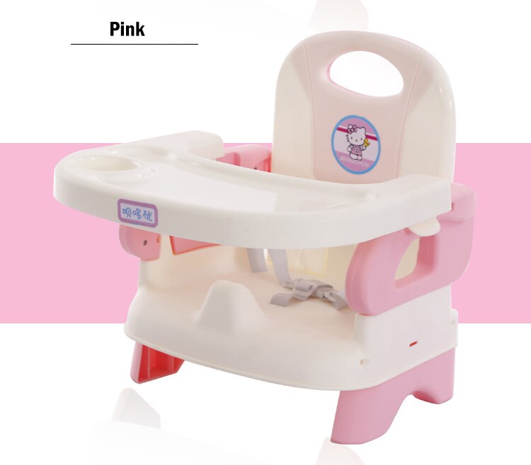 Safe pp plast bærbar justerbar spisestuestol for barn med trepunkts sikkerhetsbelte sikkerhetssammenleggbar babymatingsstol: Rosa