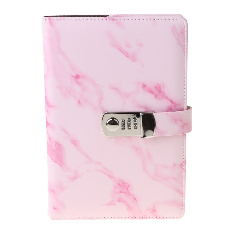 A5 Marble Texture Notebook Password Lock Notebooks Leather Notepad Agenda Weeks