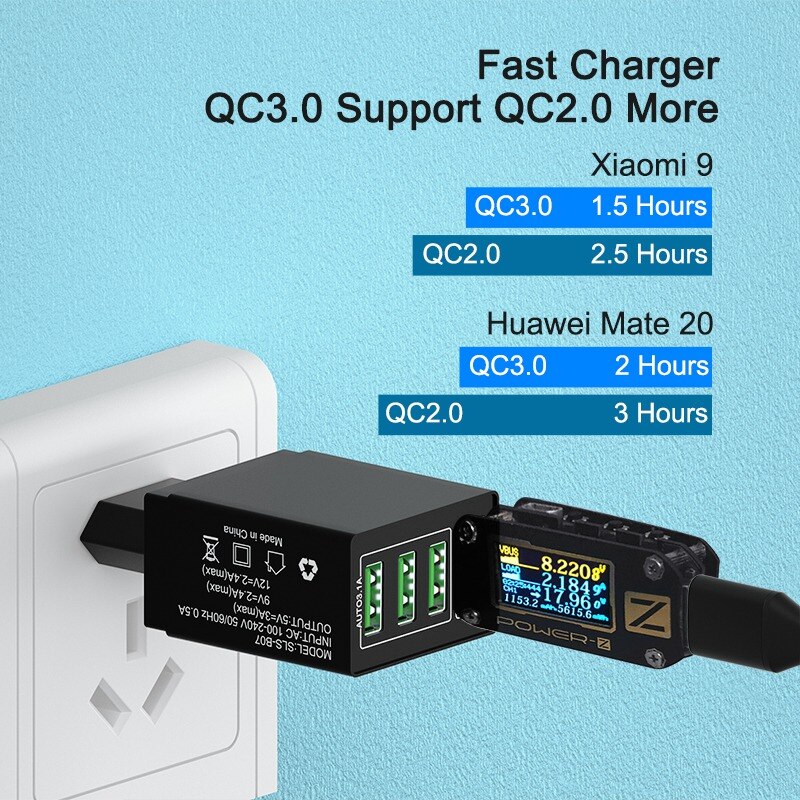 OREY 36W QC 3.0 Fast Charger, 4 Port USB Charger For Samsung S10 Plus Quick Charge 3.0 Charger For Xiaomi Phone Charger