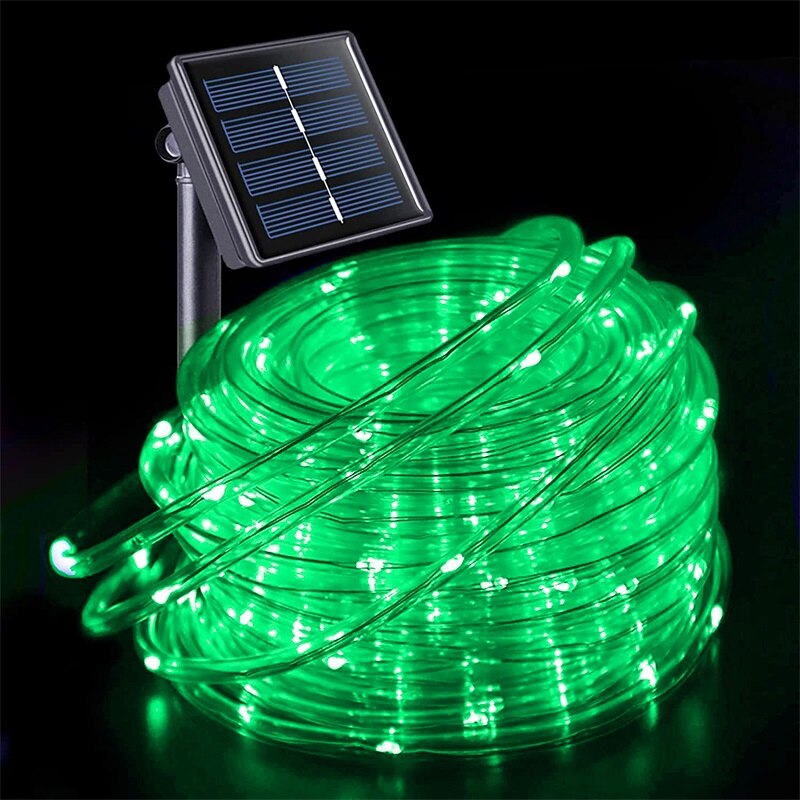 Led Solar Tube Lamps Fairy Neon Tube String Lights 7/12/22M For Year Christmas Street Solar Garden Outdoor Decoration IP65: Green / 12M 100LEDs