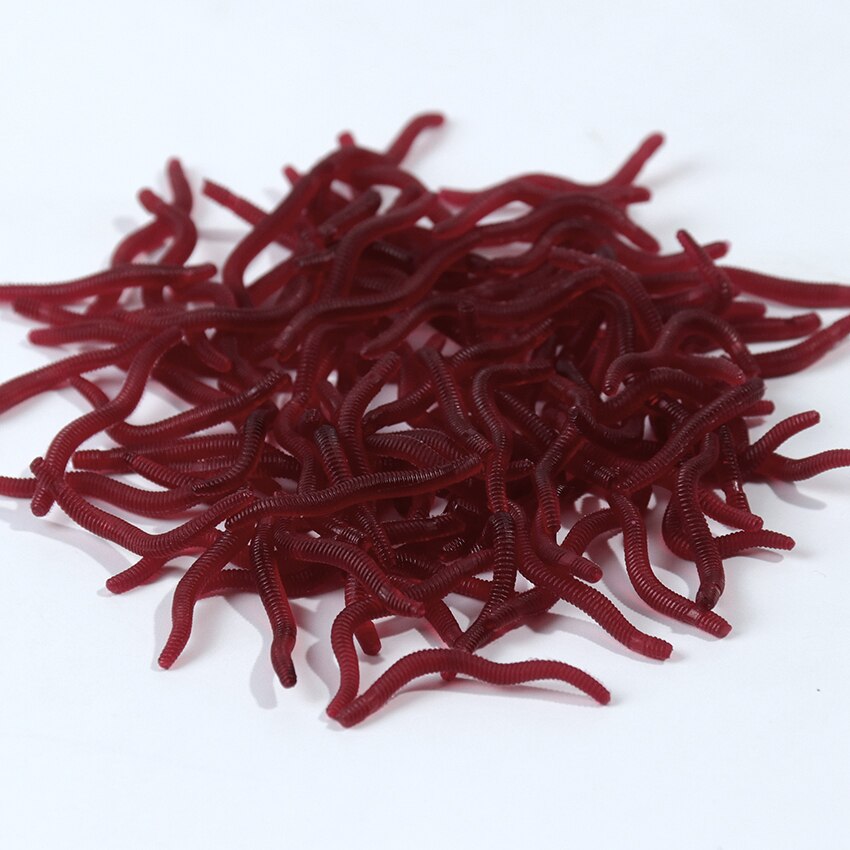 50pcs /Pack Soft Bait Fishing Simulation Red Worm Artificial 4cm Fish Bait Fishing Tackle Real Fish Bait With Fishy Smell