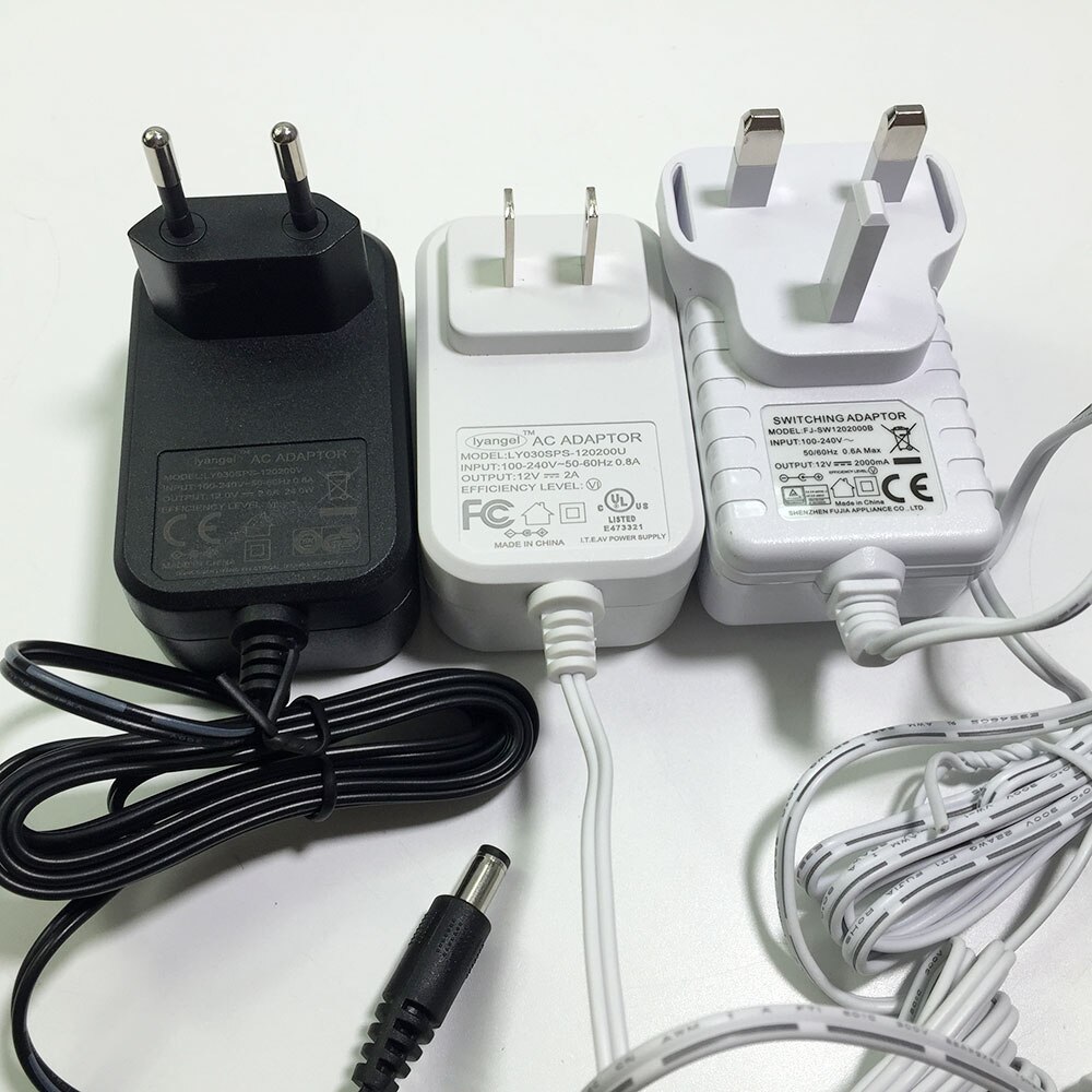 Power Supply Adapter AC/DC 12V 2A for LED DC Security Camera CCTV PTZ IP Camera HD DVR System