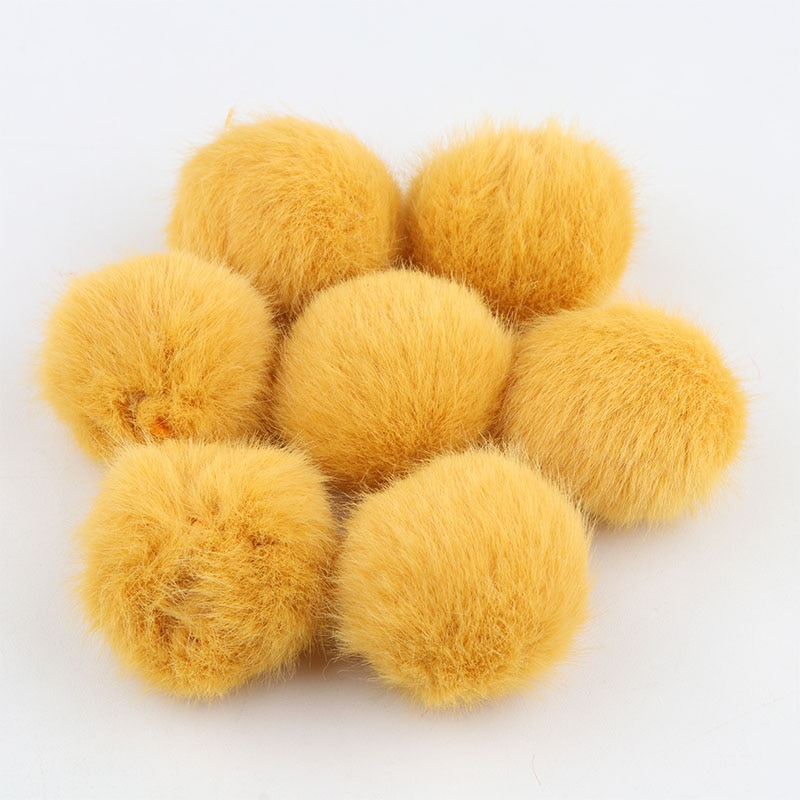 35mm/10 Uds. Bolas de piel de conejo pompón Artificial Multi color pompón DIY pompones manualidades para bolas de pelo Furball suministros de costura: gold yellw
