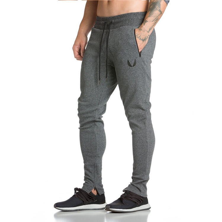 Pantalones deportivos europeos y americanos de algodón para entrenamiento, pantalones elásticos transpirables para Fitness, informales, cerrados, para la salud de los pies pequeños: M / gray