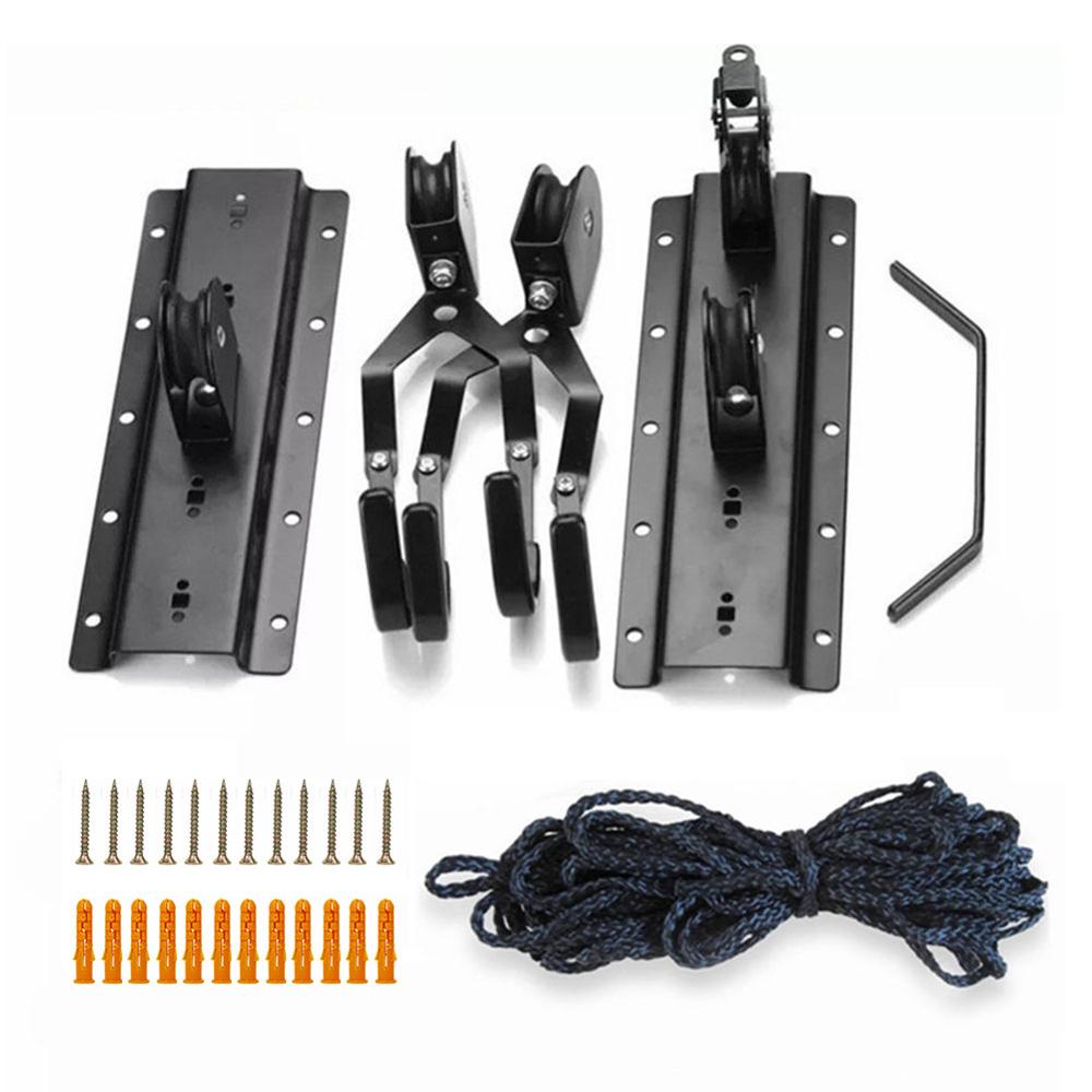 Bike Bicycle Lift Ceiling Mounted Hoist Storage Garage Hanger Pulley Rack Cycling Lift Assemblies Bicycle Accessories: Default Title