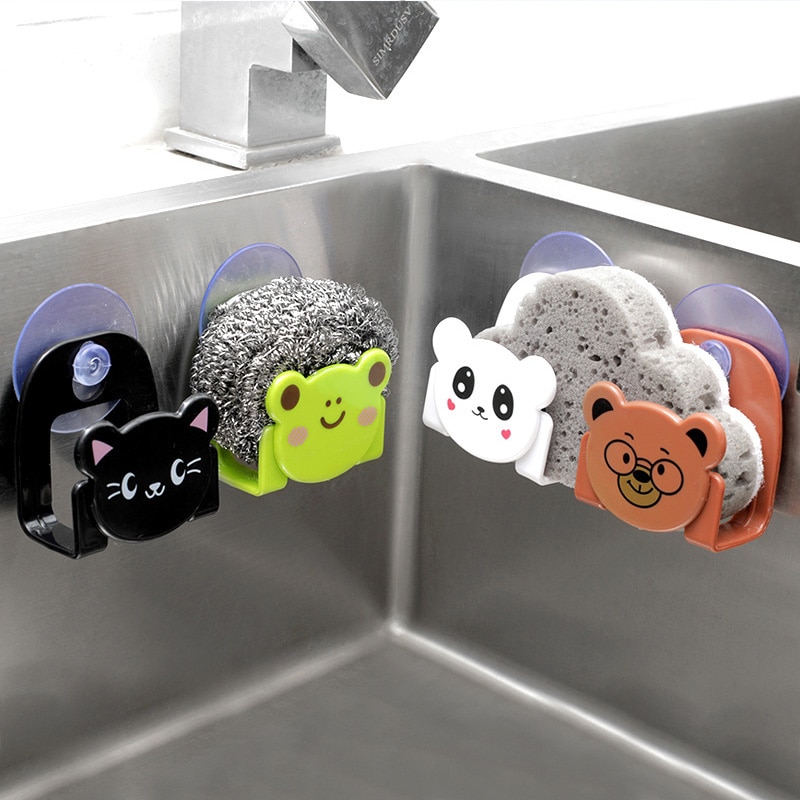 Escurridor de dibujos animados para cocina, escurridor para fregadero, escurreplatos y esponja, estante de tela, organizador de cocina y almacenamiento, jabones para baño, soporte de joyería