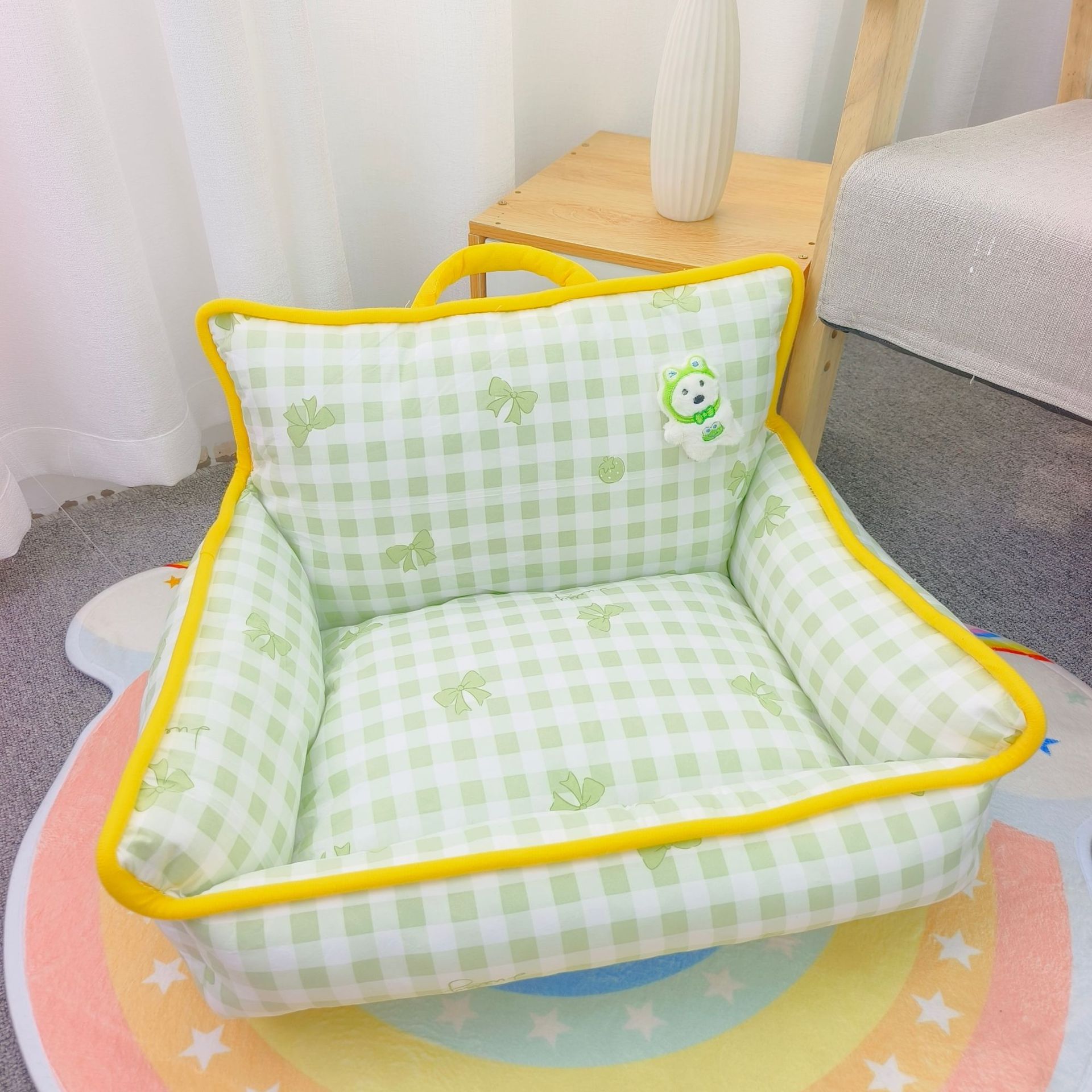 Gezellige en comfortabele huisdierenslaapbank voor herfst en winter Geschikt voor kleine en middelgrote honden Katten Hondenaccessoires Kattenslaapbank: M / green