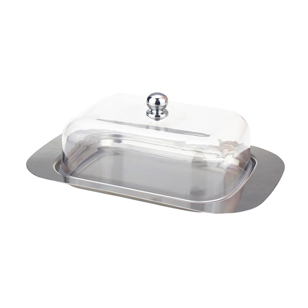 Oval Stainless Steel Butter Dish Box Container Shiny Cheese Server Storage Keeper Tray With Easy To Hold Lid: 1