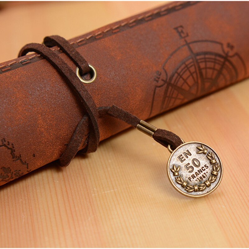 Vintage Pirate Treasure Map Pencil Cases PU Leather Roll Pen Bag Pouch For Stationary School Supplies Make Up Cosmetic Bag