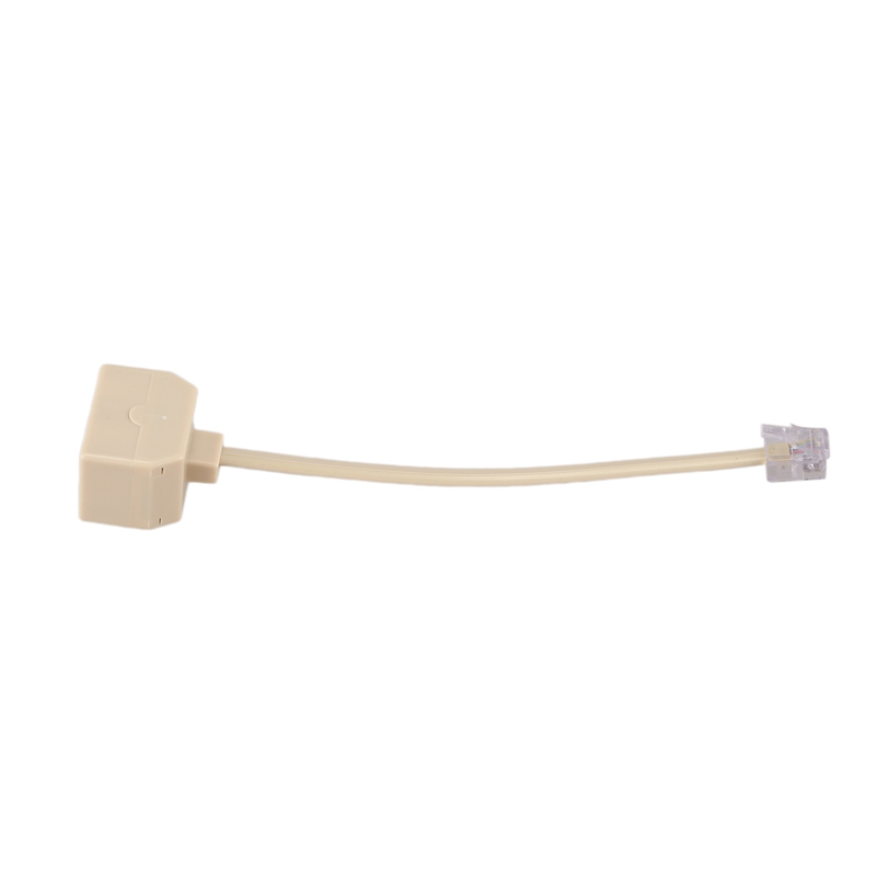 Adaptador divisor de línea de toma de teléfono RJ11 6P4C, salida de 2 vías, color Beige