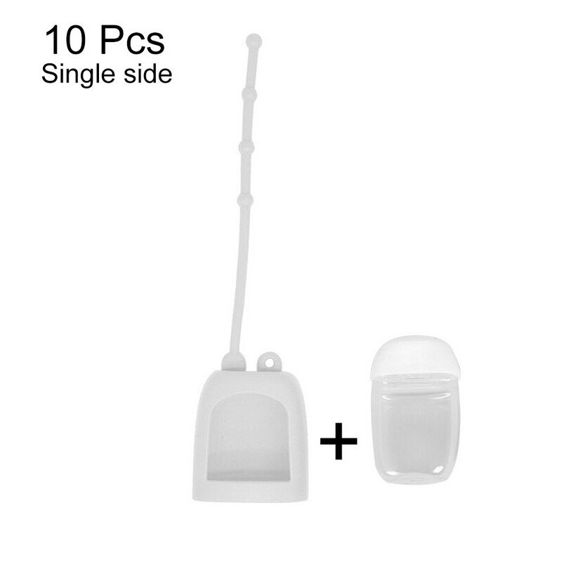 Contenedor de jabón líquido botella vacía portátil de 30ml botella de desinfectante de manos con funda protectora de silicona desmontable: single  white 10pcs