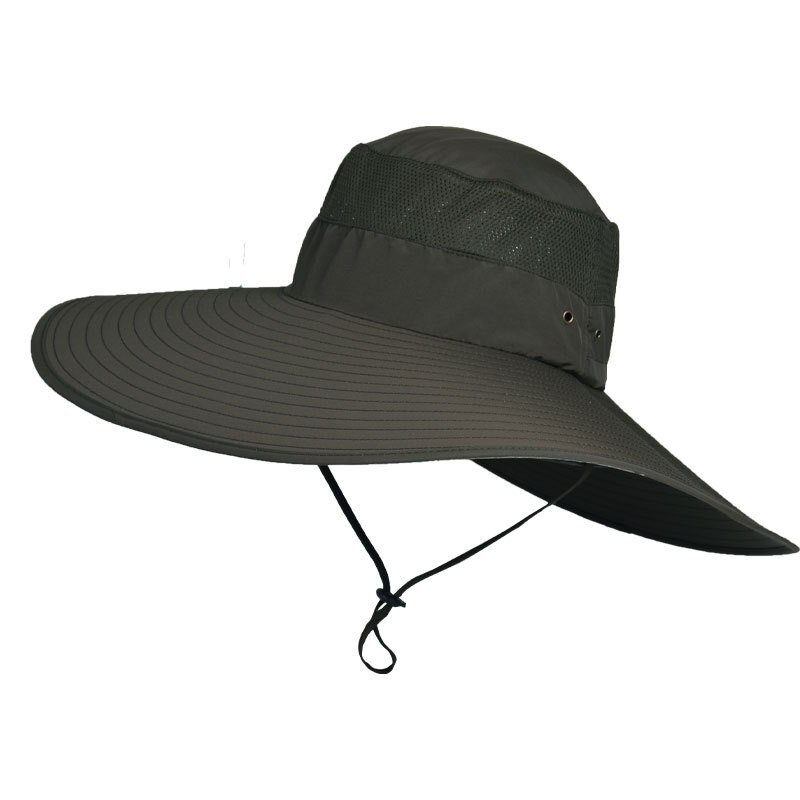 Sombrero de pescador de ala ancha y grande para hombre y mujer, gorra de pescador de 15CM, resistente al agua, unicolor, para pescar, deportes, senderismo, gorros de Montañismo: Green
