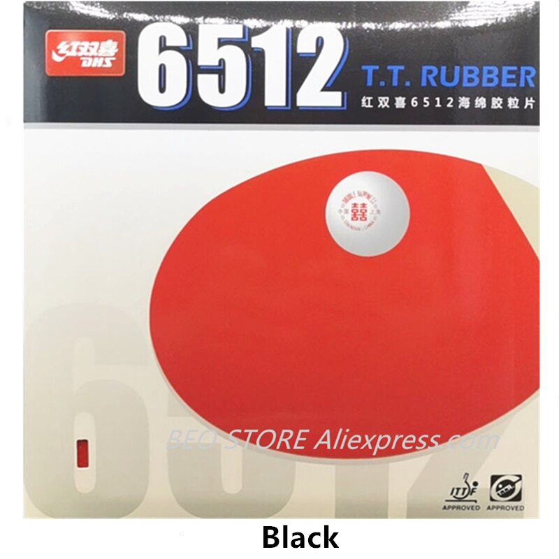 DHS 6512 Classic Table Tennis Rubber (Allround Type) Original DHS 6512 Ping Pong Sponge: Black