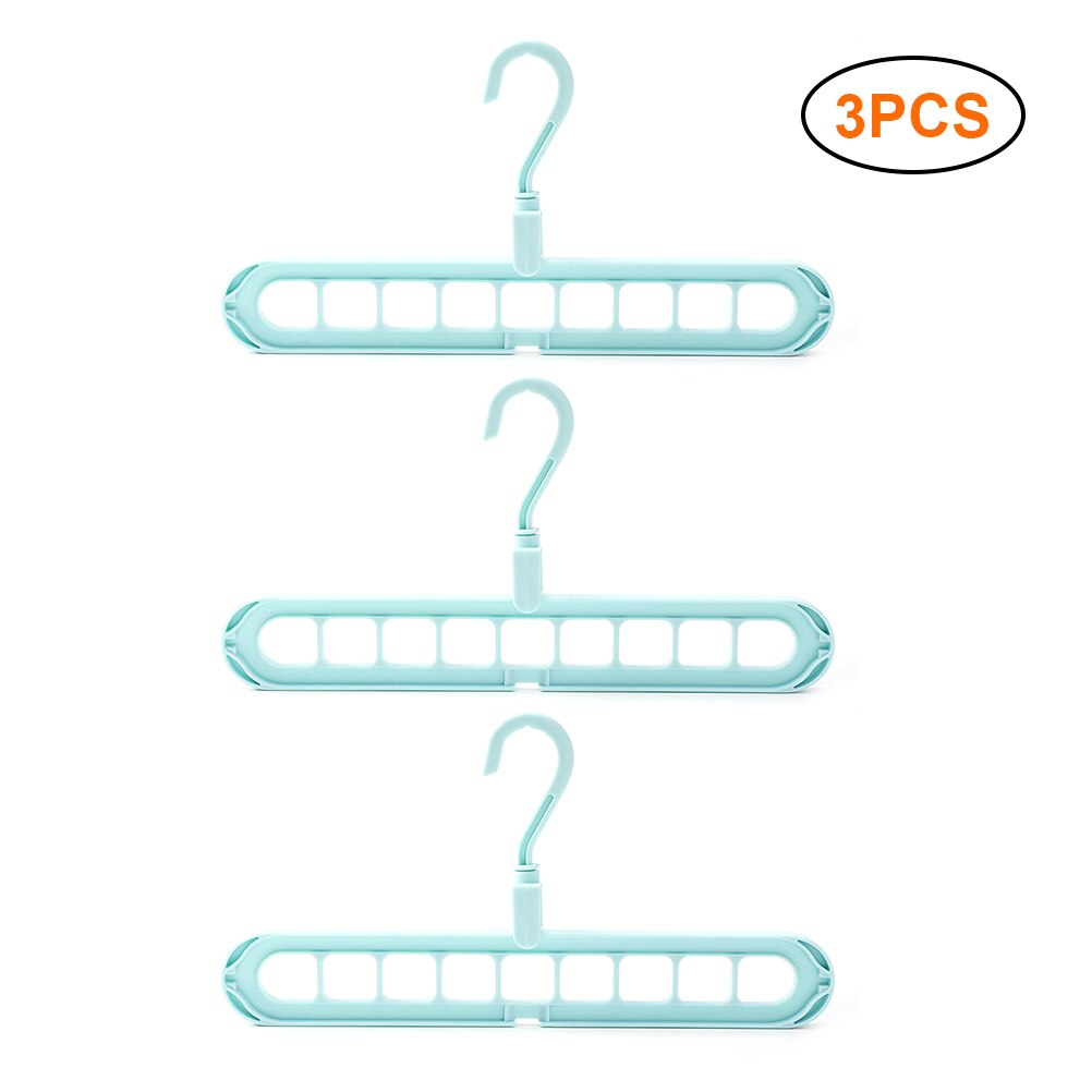 Multi-Functional Clothes Hangers Portable Folding 9 Holes Travel Hangers Closet Space Saving Folding Drying Rack: 3pcs green