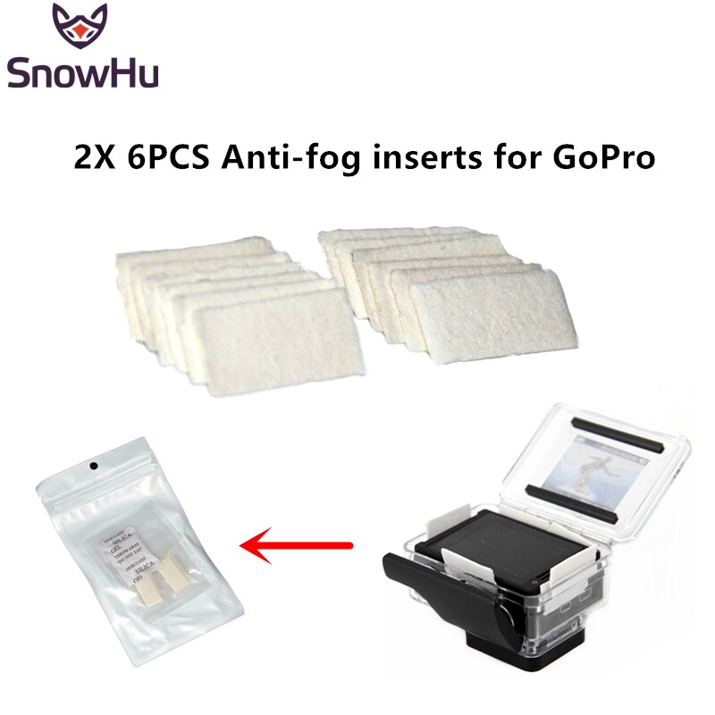 SnowHu Voor Go pro accessoires Anti-fog interts 12pcs inbegrepen Herbruikbare voor GoPro Hero 8 7 6 5 4 3 + en andere sport camera GP89