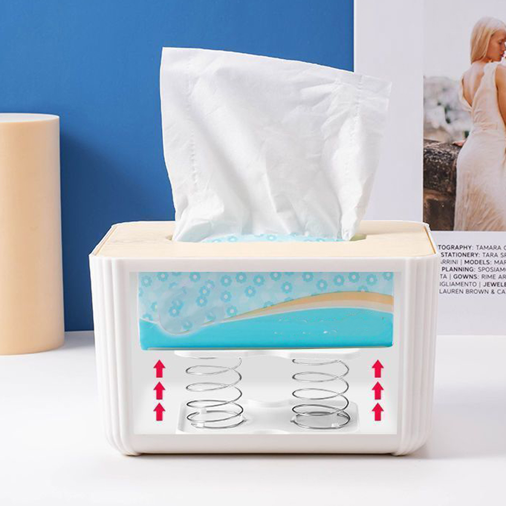 Tissue Box Tissue Dispenser Spring Automatic Lift Spring Loaded Tissue Box Office Home Kitchen Toilet Bracket Kitchen Organizer