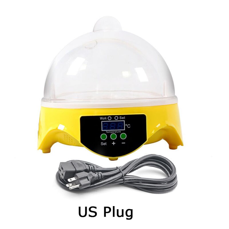 Mini 7 æg rugemaskine fjerkræ rugeri maskine automatisk ruger digital temperatur kontrol luge til kylling and fugle vagtler: Os stik / 110v